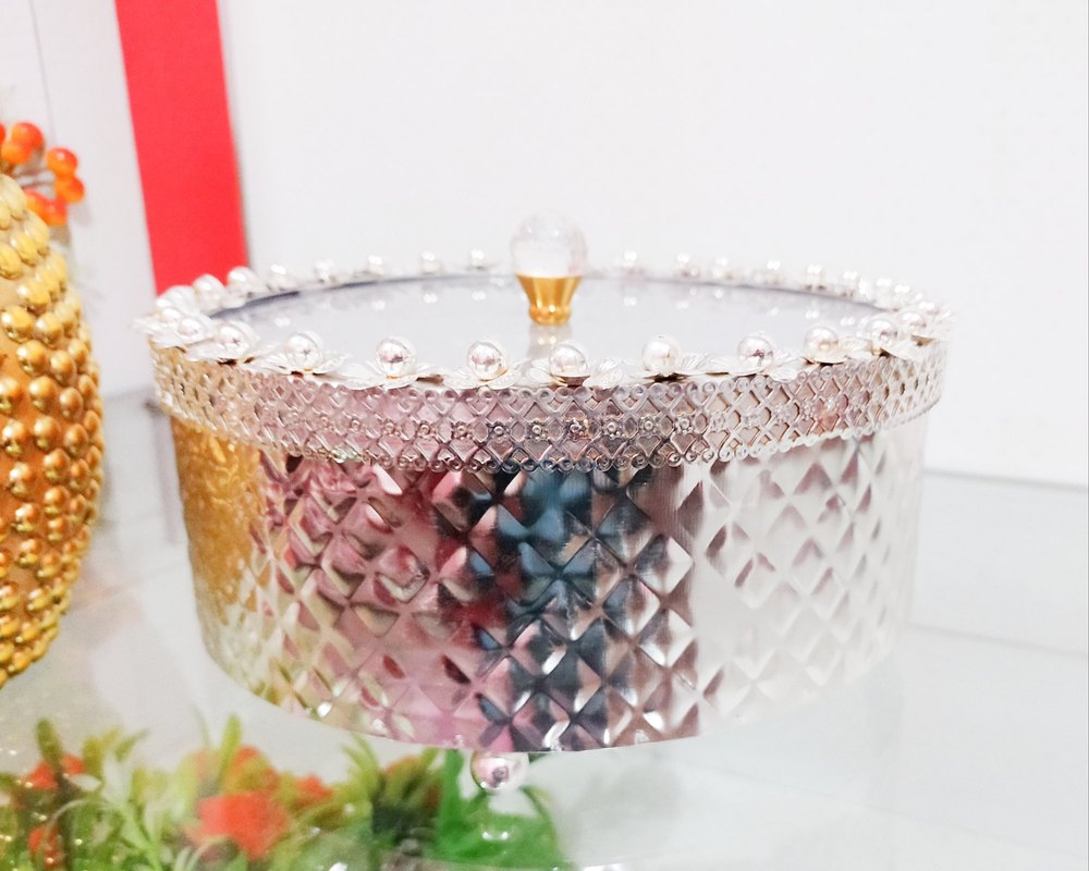 Metal Silver Finishing Dry Fruit Box/Hamper/Gifting Box/Multi-Purpose Box