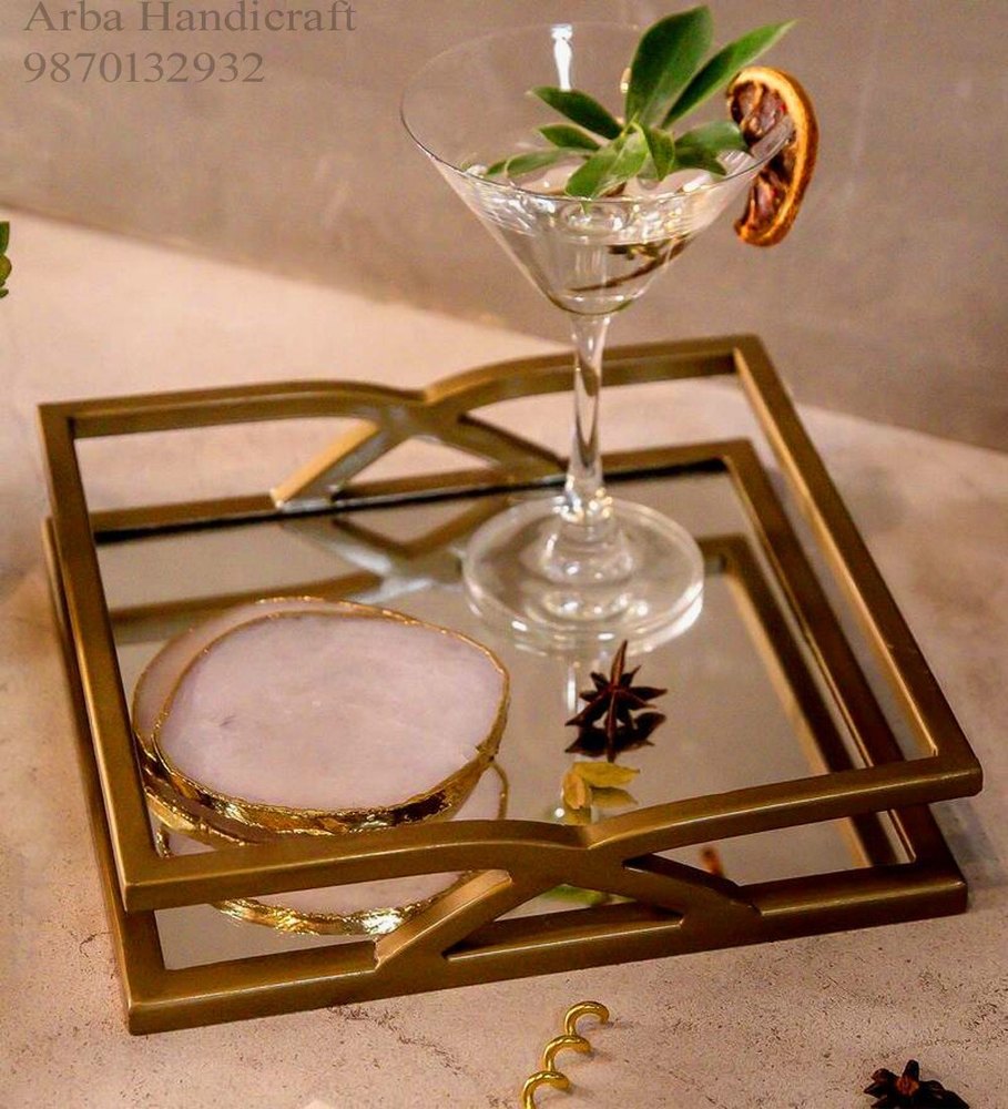 Antique Brass Metal Gabby Tray