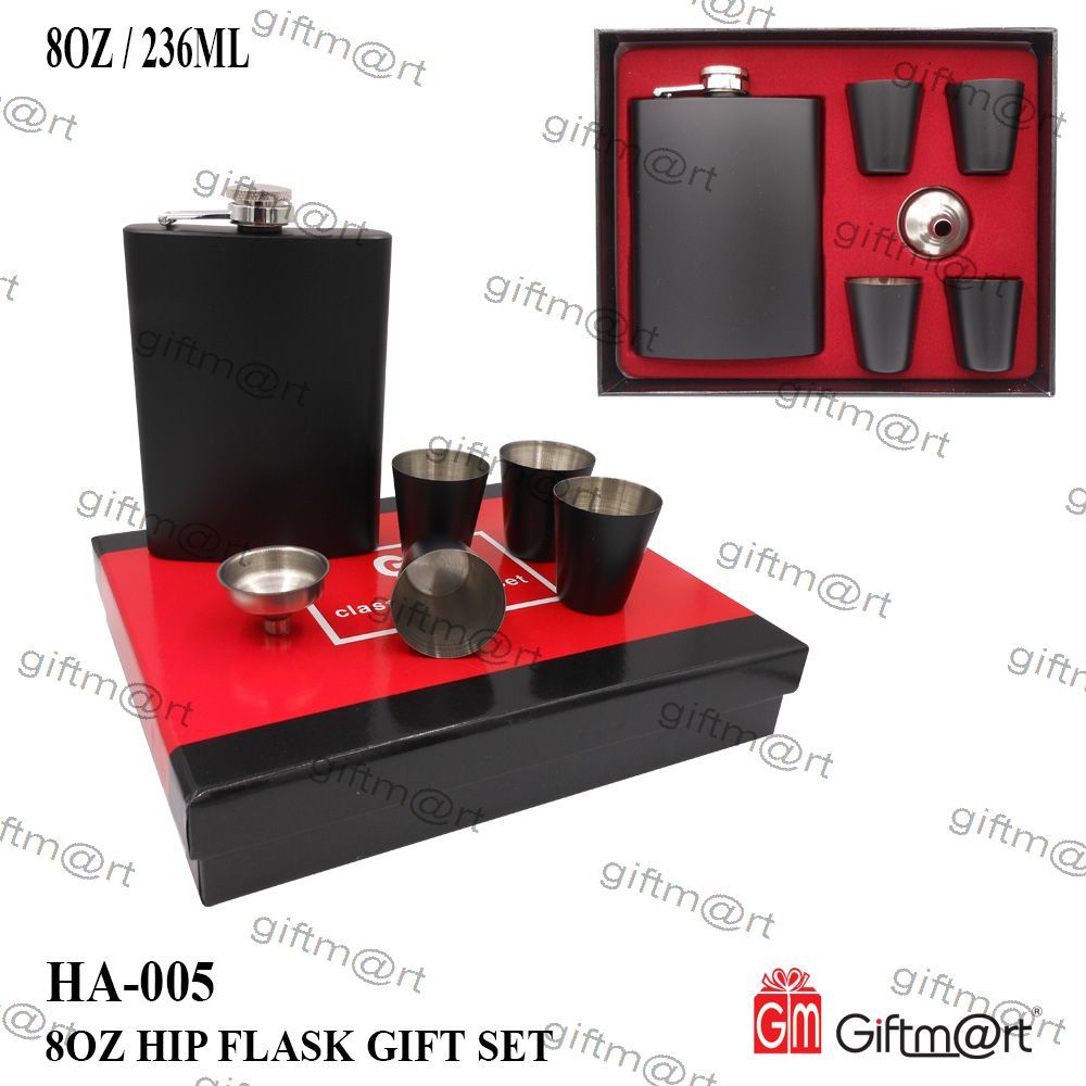 Giftmart Black Hip Flask Gift Set