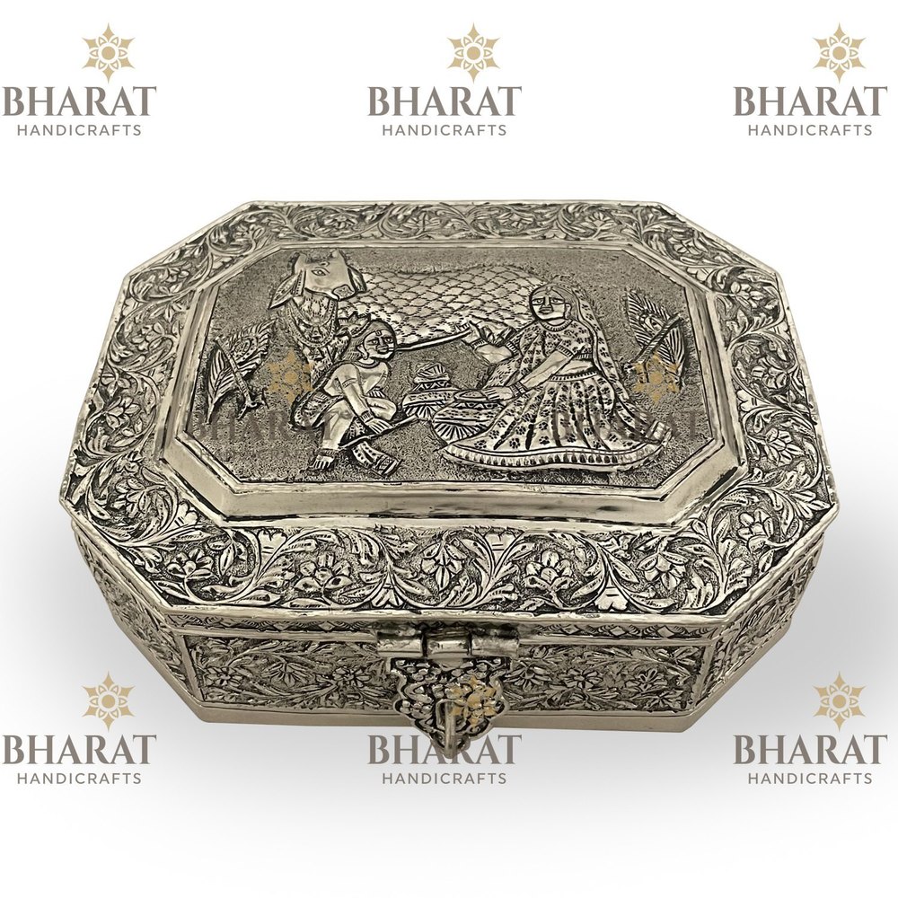 Square Metal German Silver Jewelry Box, Size/Dimension: 22 X 7 X 17 Cms