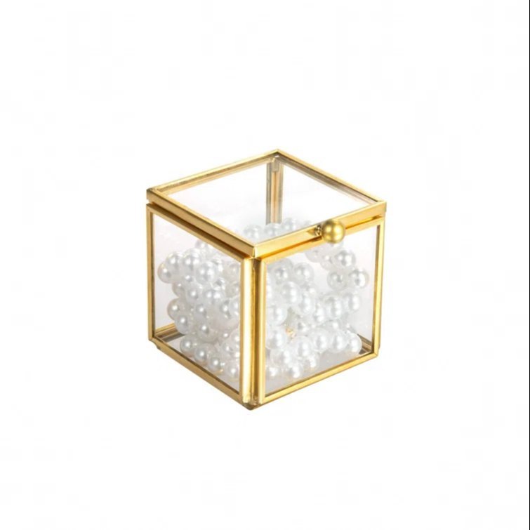 Jewelry Box Decorative Glass Metal Lace Jewelry Organizer Storage Box