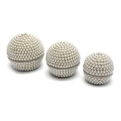 Multicolor Oval Egg Metal Pearl Box/Metal Jewellery Box