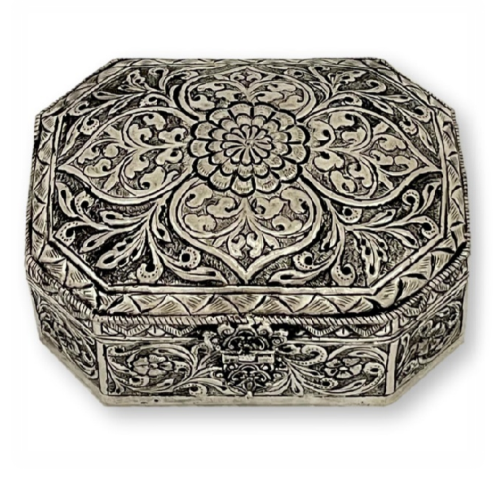 Metal Silver Plated Square Shape Jewellery Box For Corporate & Wedding Gift
