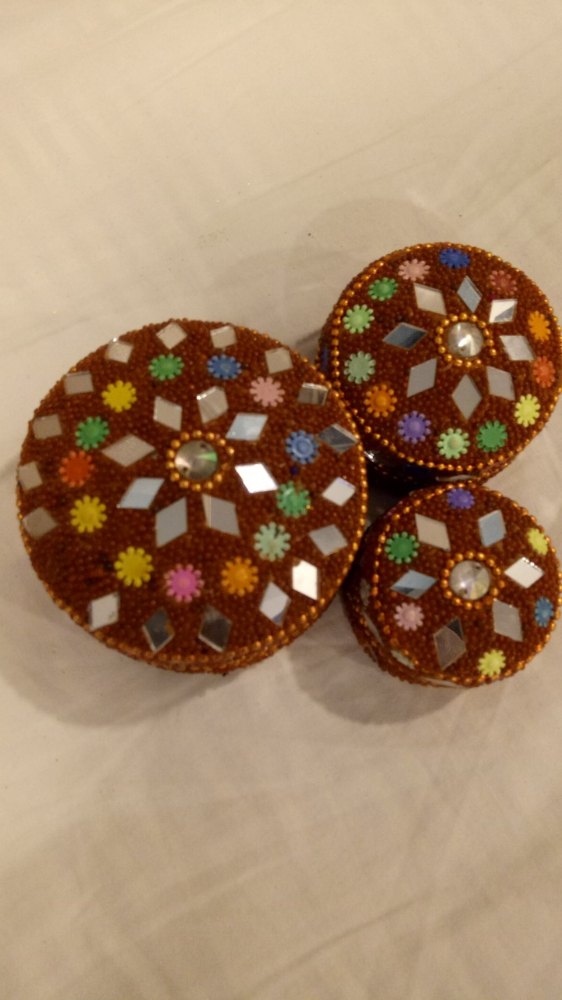 Round Metal Jewellery Box - Set Of 3