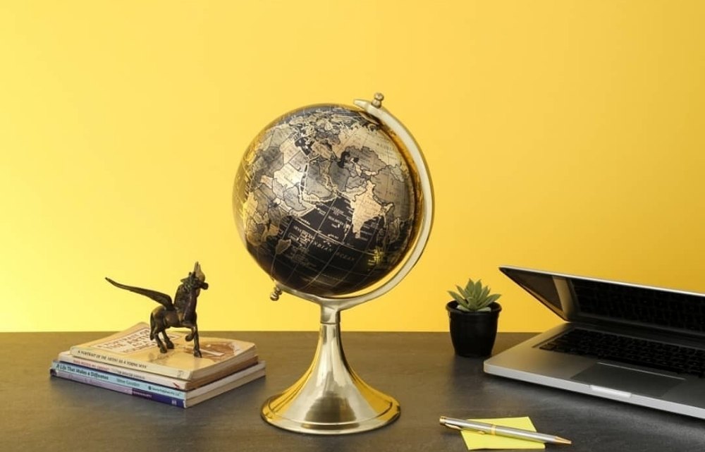 NEI Political Map Cast Iron Globe, Size: 8X8X17