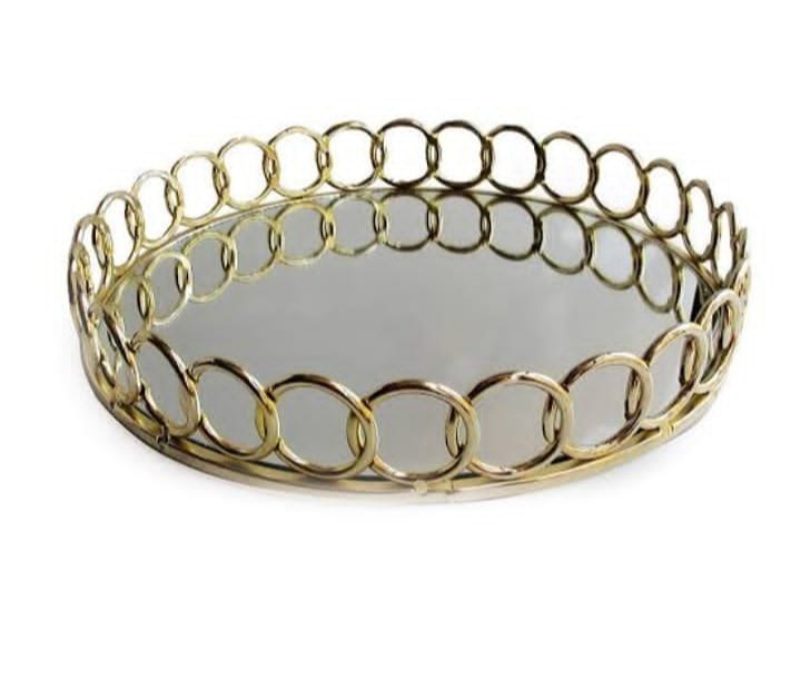 Golden Metal Ring Tray, For Gift And Hanpers, Size/Dimension: 12