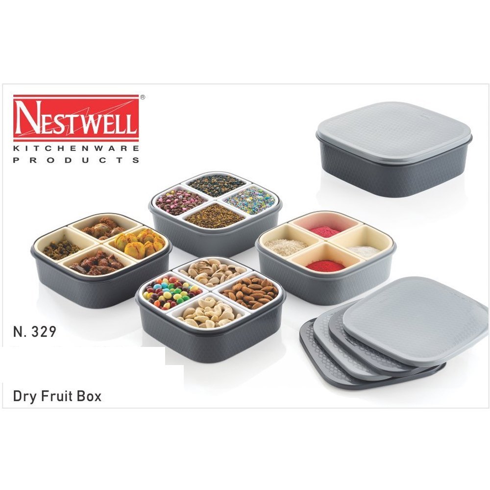 Plastic Dry Fruit Box, Box Capacity (In gms): 50g Per Compartment