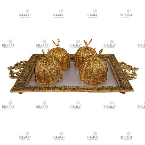 Bharat Handicrafts Metal Gold Plated set for gifting, Size: 4\'1 X 12 X 27 Cms
