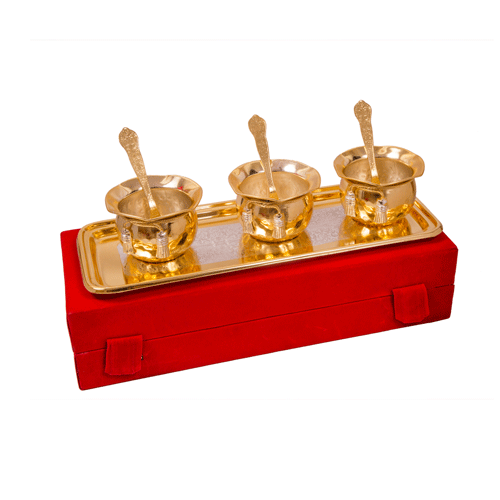 7 Pcs. Gold Plated Brass Handi Set, For Home