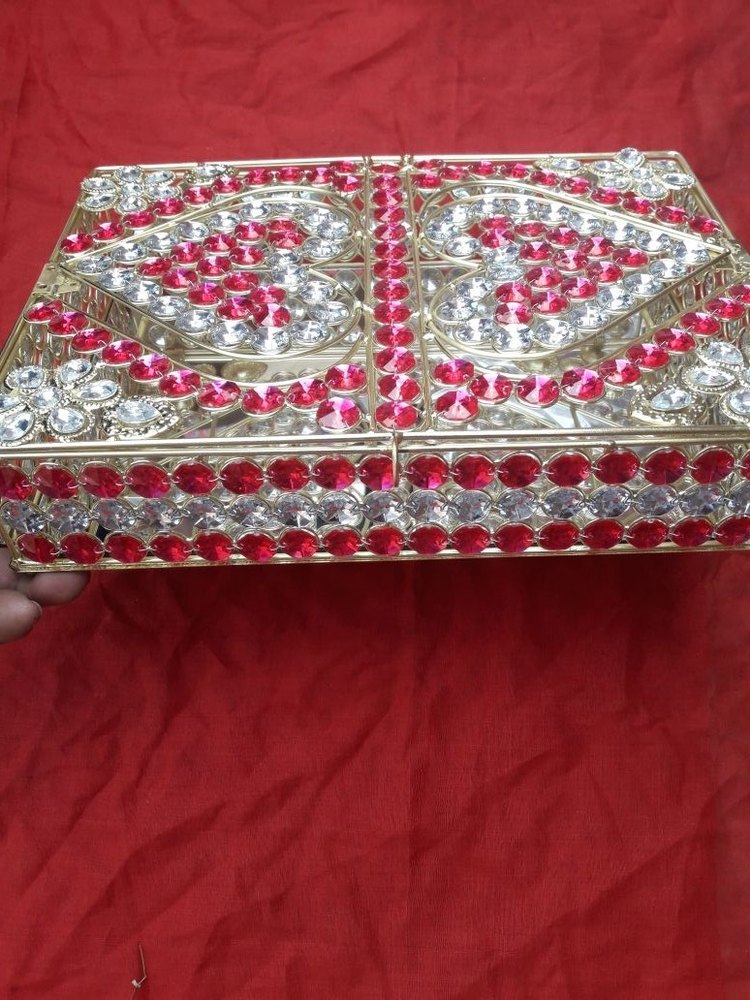 Rod Iron&crystal Multy Crystal Quran Sharif Box, 9x12x3