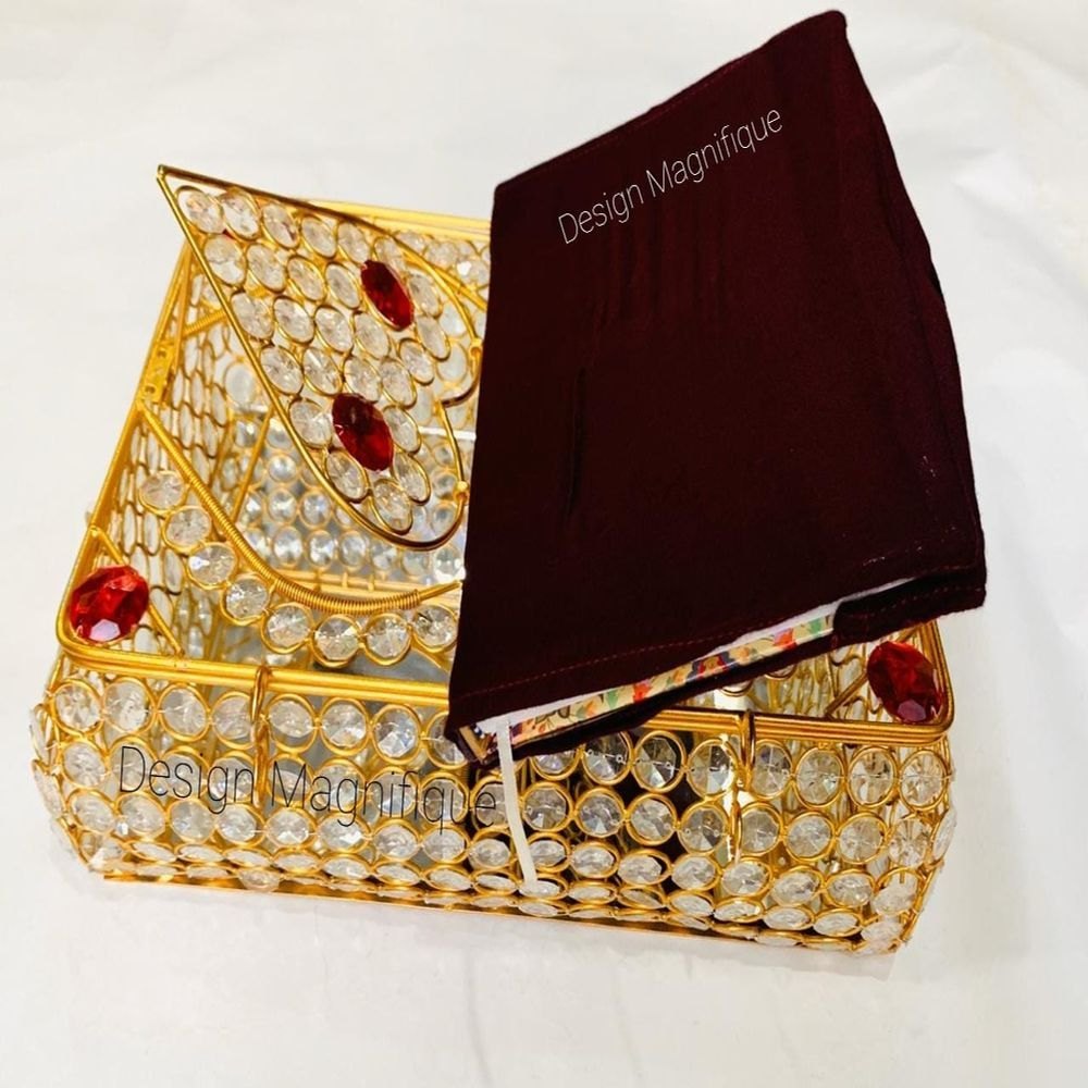 Golden Metal, Glass Holy Quran Box, For Gift, 12 Inch X 8 Inch X 3.5 Inch