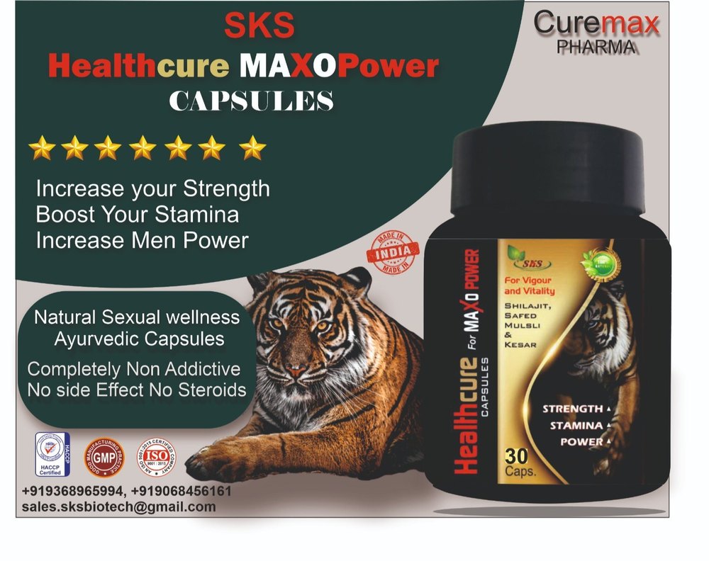 Ayurvedic Stamina Booster Healthcure MAXO POWER Capsules, Packaging Type: Bottle