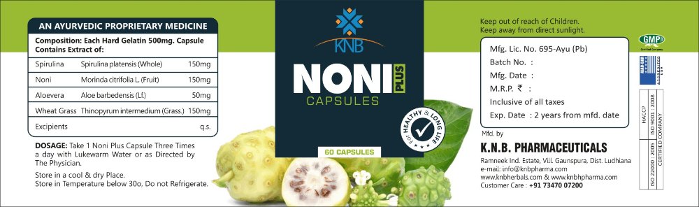 KNB Noni Plus Capsules, K.N.B Pharmaceuticals
