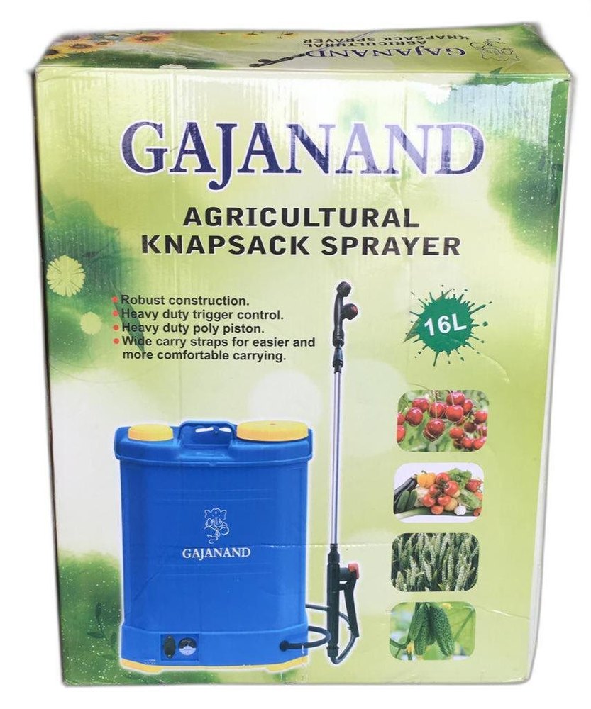 Manual Operation Plastic Gajanand Agricultural Knapsack Sprayer