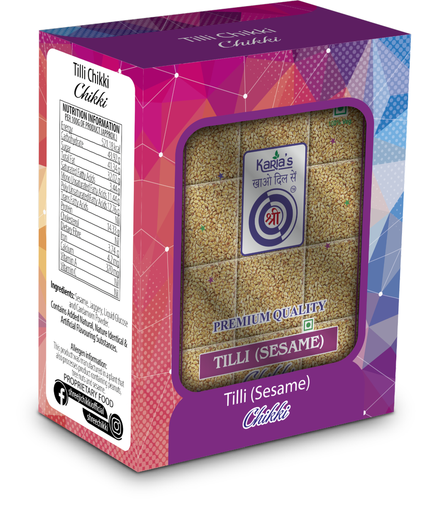 Shreeji Jaggery Shree Tilli (Seasame) Chikki, 1 Kg, Packaging Size: 180g X 5pcs