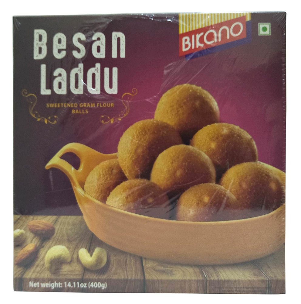Desi Ghee Ladoo 400g Bikano Gram Glour Besan Laddu, Packaging Type: Box