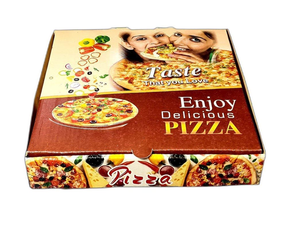 Kraft Paper Single Phase 2 Ply Square Printed Pizza Box, For Restaurant