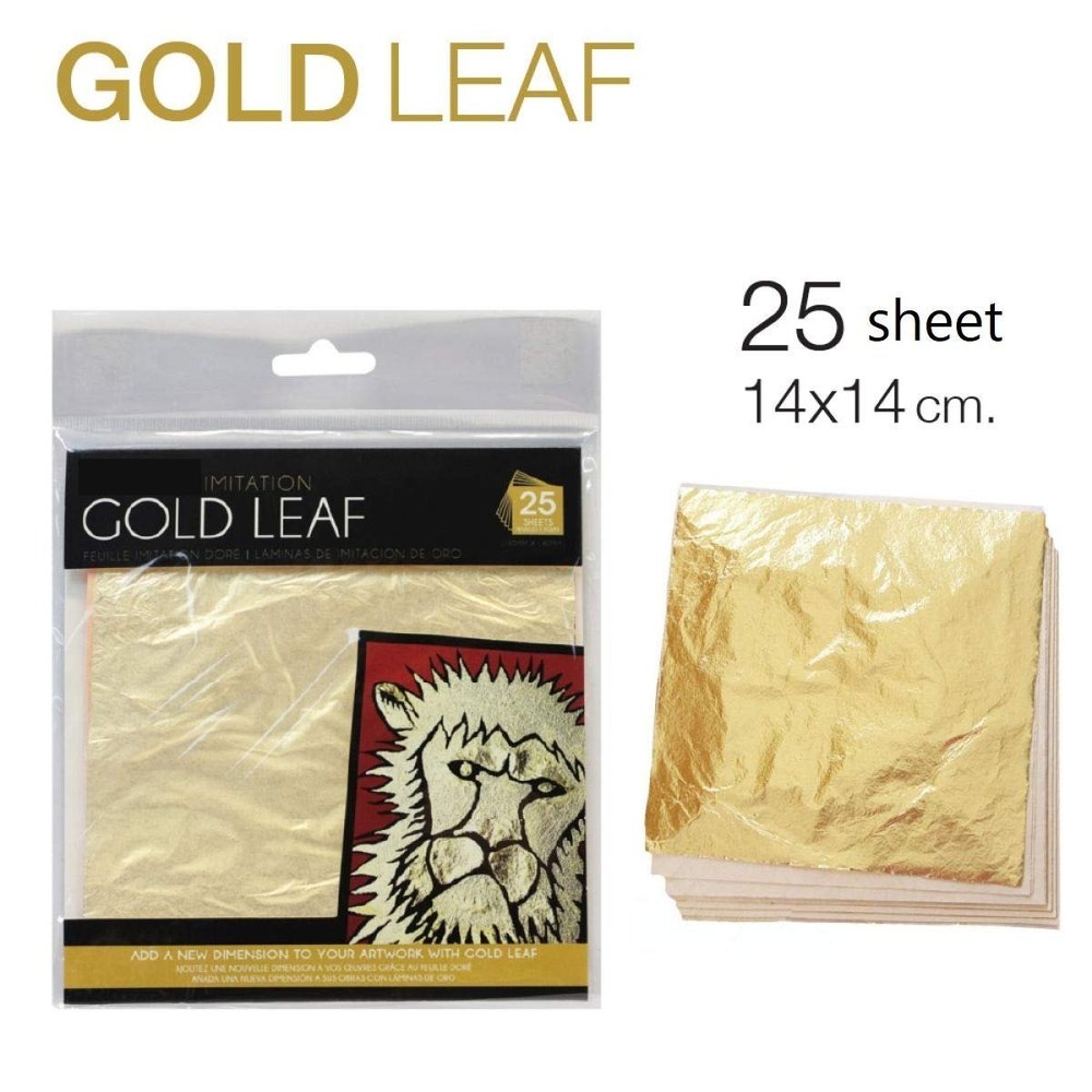 Icraftyworld Square Imitation Gold Foil Leaf, Quantity Per Pack: 25 Sheet