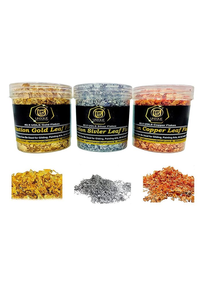 Leaf Gold, Copper, Silver flakes, Quantity Per Pack: 15g