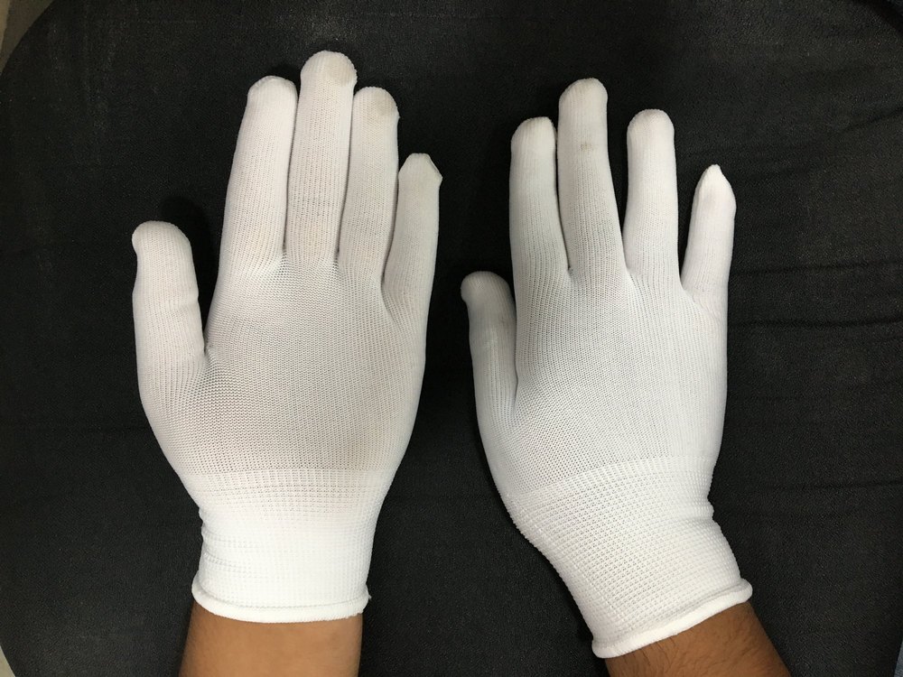 Lint Free White Nylon Gloves, Size: Free Size