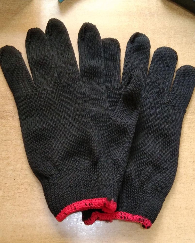 Nylon Knitted Nyloan gloves, Size: Free Size
