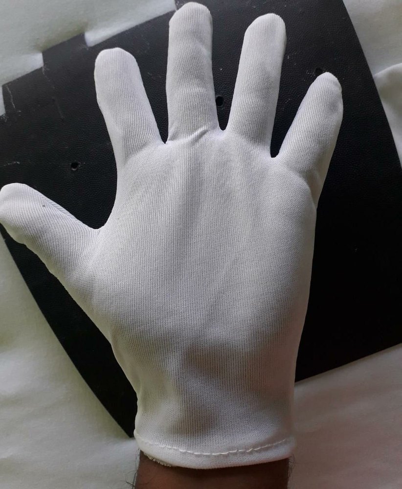 White NYLON GLOVES, Size: Free Size