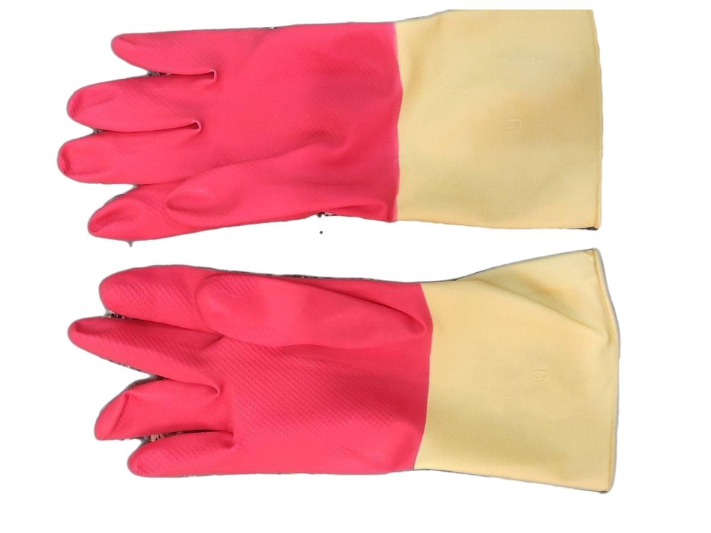 Pink Nylon Safety Hand Gloves, For Industrial, Size: Large