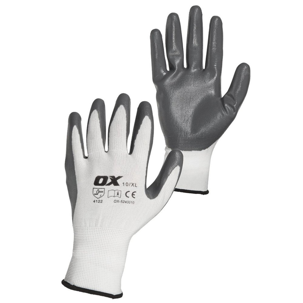 Non-Powdered White/Grey Nitrile Coated Gloves, Model Name/Number: ASC500