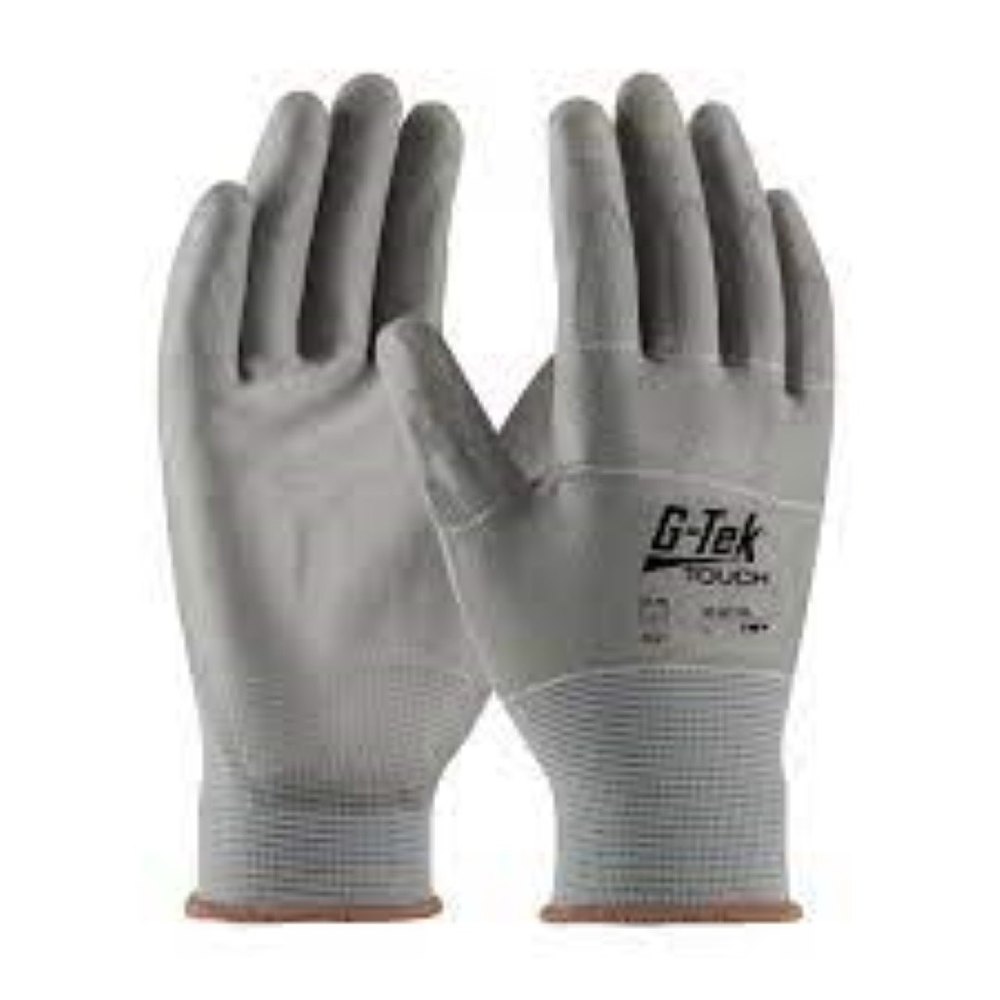 Gray Poly-Urethane Coated Nylon Gloves, Size: Medium