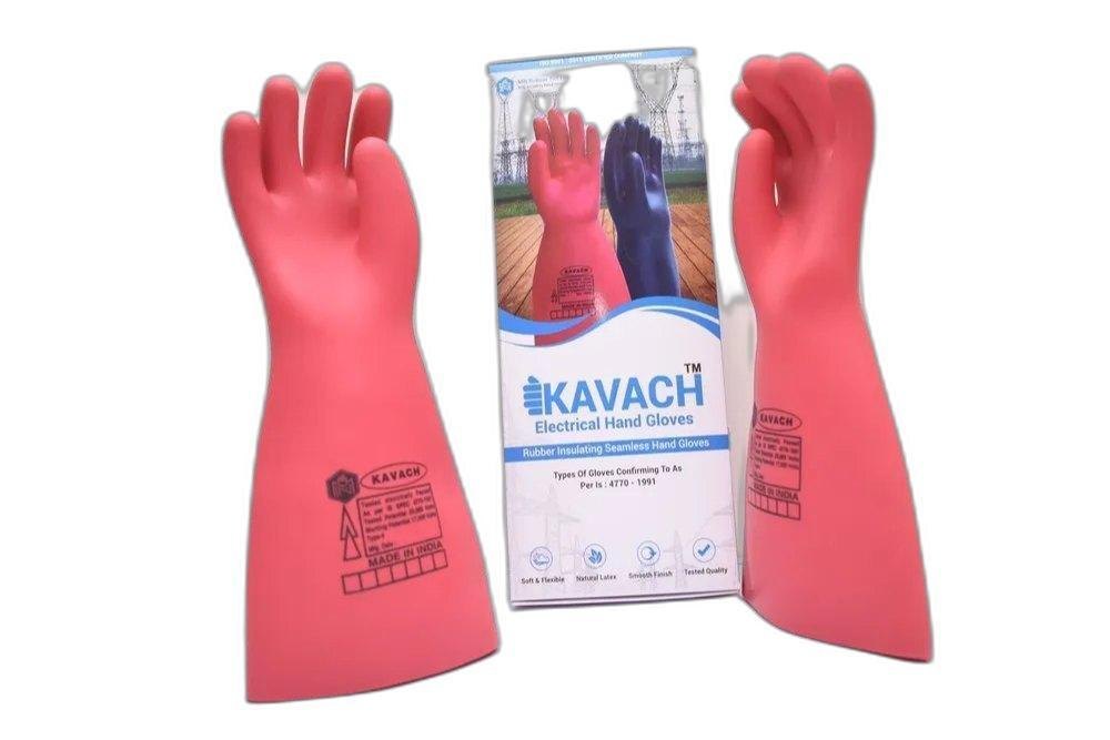 Plain Latex Kavach Electrical Safety Gloves