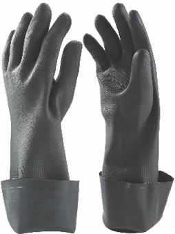 Unisex Black Neoprene Heavy Duty 18 Inch Rubber Gloves Rubberex, Model: BK 39 18