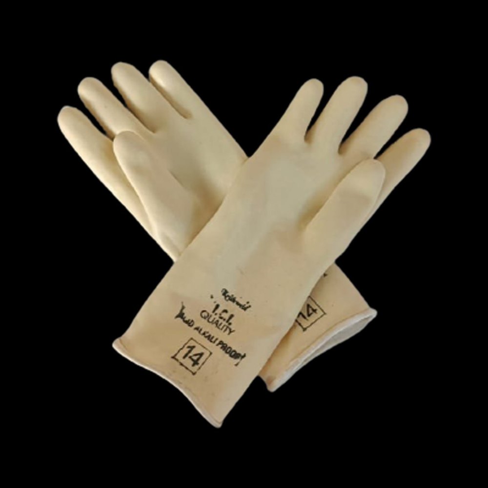 Washable Beige Rubber Heavy Hand Gloves