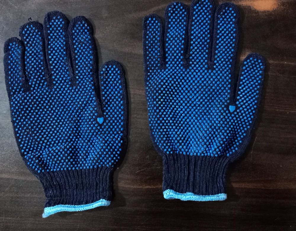Blue Dotted Grip Gloves