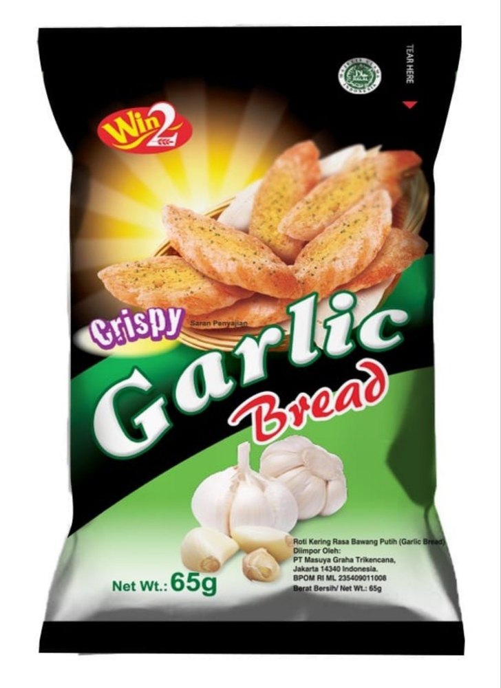 Win 2 Crispy Garlic Bread, For Snacks, Packaging Size: 65Gram