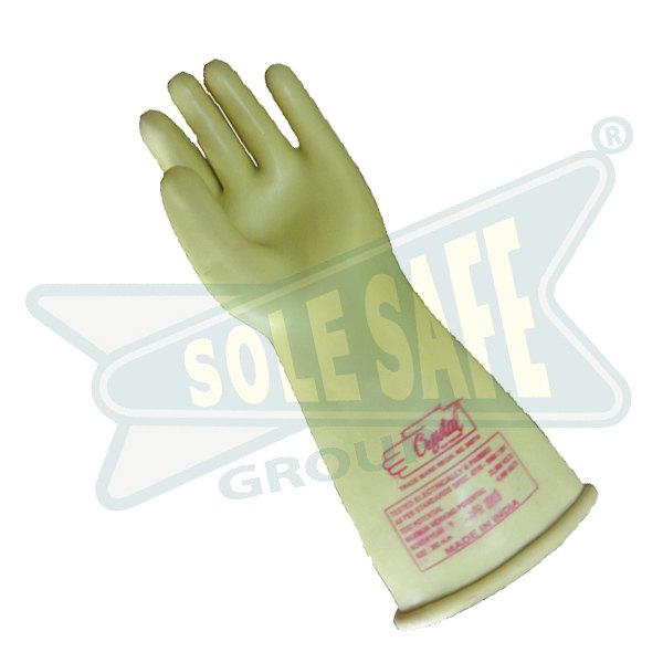 Unisex Beige Electrical Shockproof Hand Gloves
