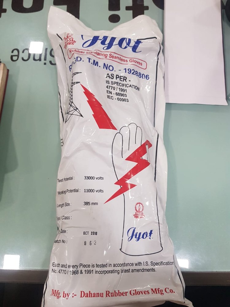 Rubber Jyot Make 33KV Electrical Hand Gloves
