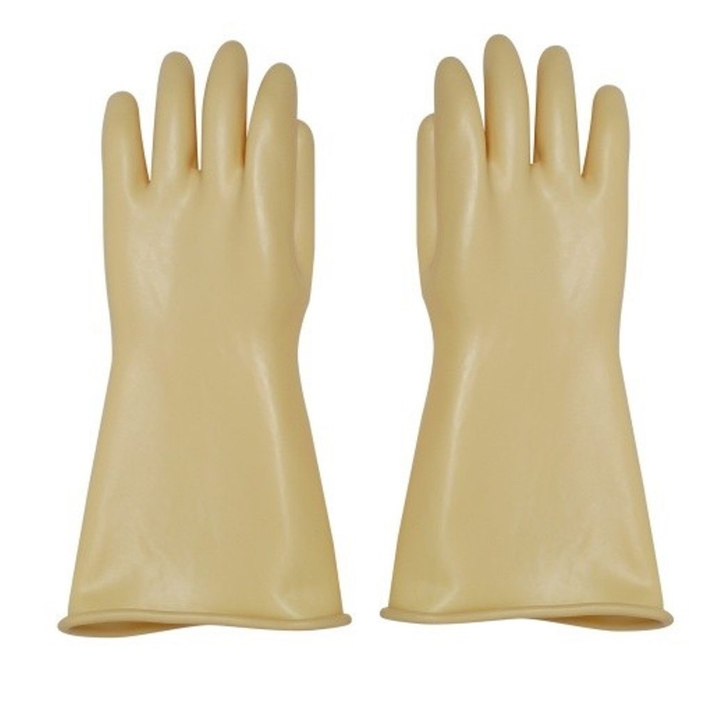 Plain White Rubber Electrical Protection Hand Gloves