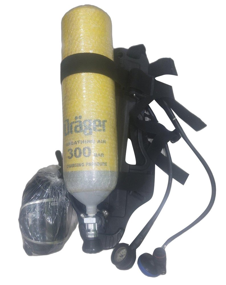 Full Face Yellow And Black Amonia Gas Mask With Oxygen Cylinder