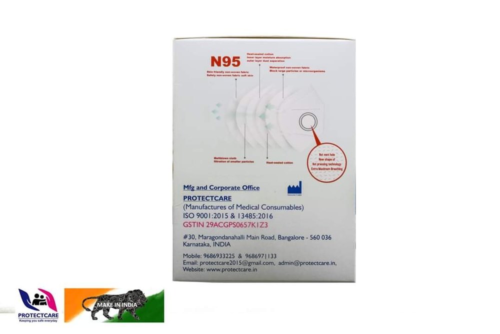 PROTECTCARE Disposable N95 Mask, For Hospital, Earloop