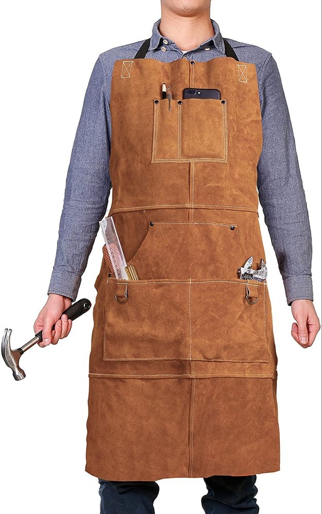 BROWN LEATHER APRON, For INDUSTRIAL, Size: Free Size