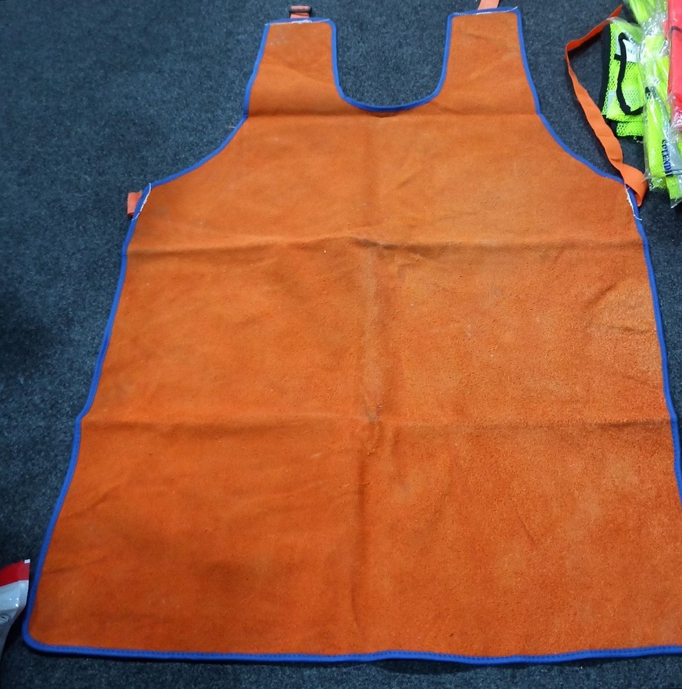 white, orange Leather Apron, For Industries, Size: Free Size