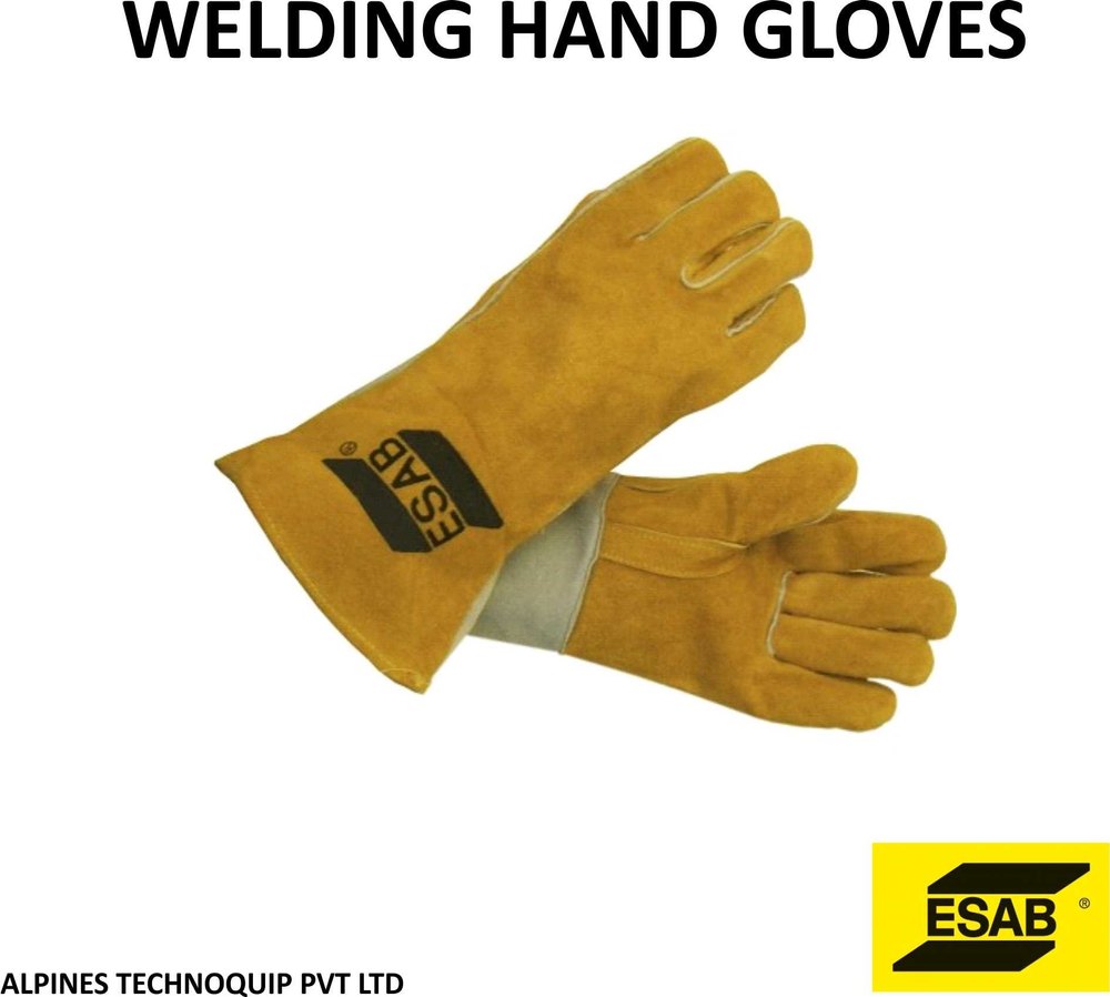 Leather(Buff/Split/Chrome) Yellow Esab Welding Hand Gloves L, Size: Large
