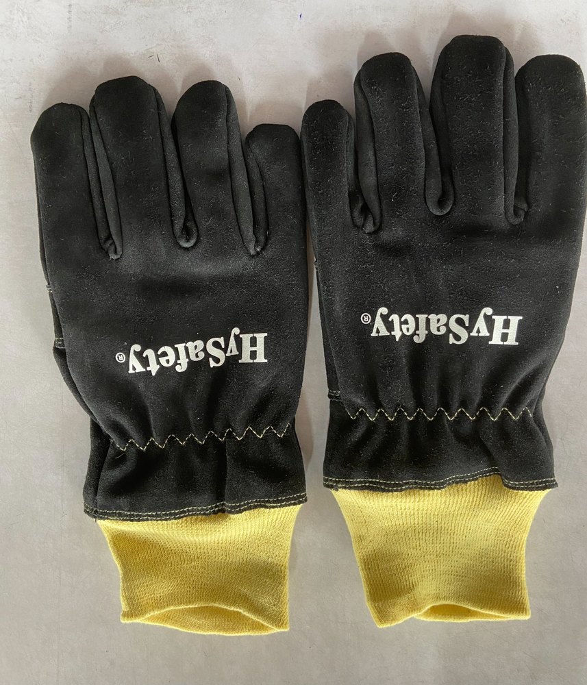 Leather Black Firefighter Hand Gloves, For Fire fighting