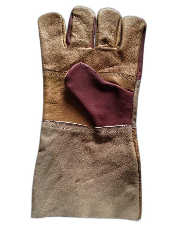 Unisex Chrome Leather Hand Gloves, 5inch, Finger Type: Full Fingered