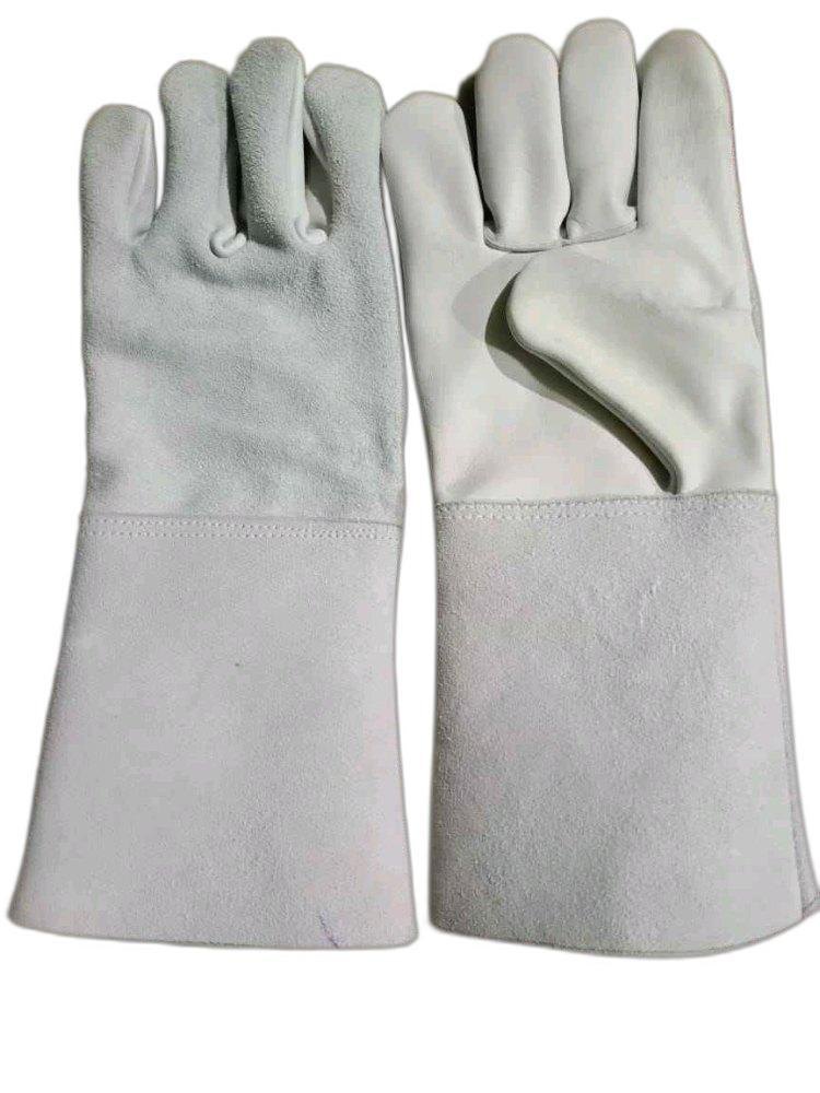 Unisex Chrome Leather Hand Gloves, 14inch, Finger Type: Full Fingered