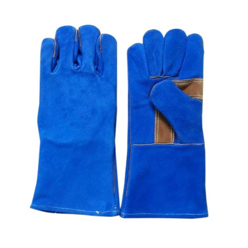 Blue Chrome Leather Safety Gloves, Size: Large, Model: ELCEE
