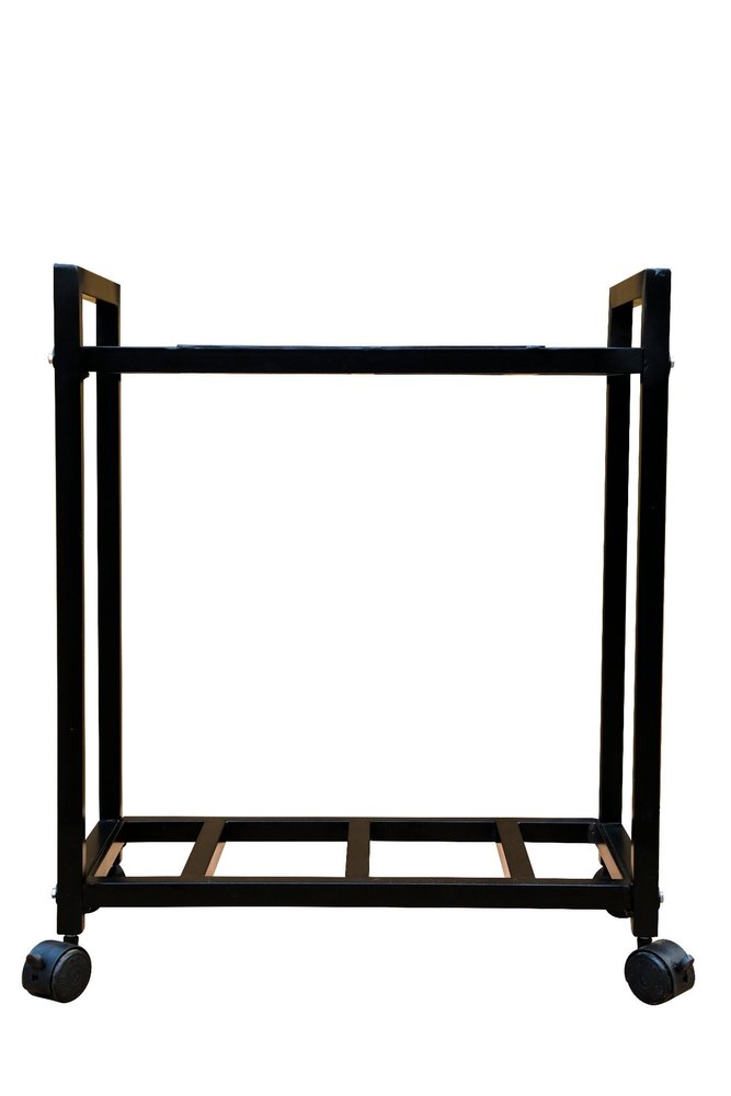 Alzarsi Black Metal Inverter Trolley UPS Battery Stand with 4 Wheels, For Home