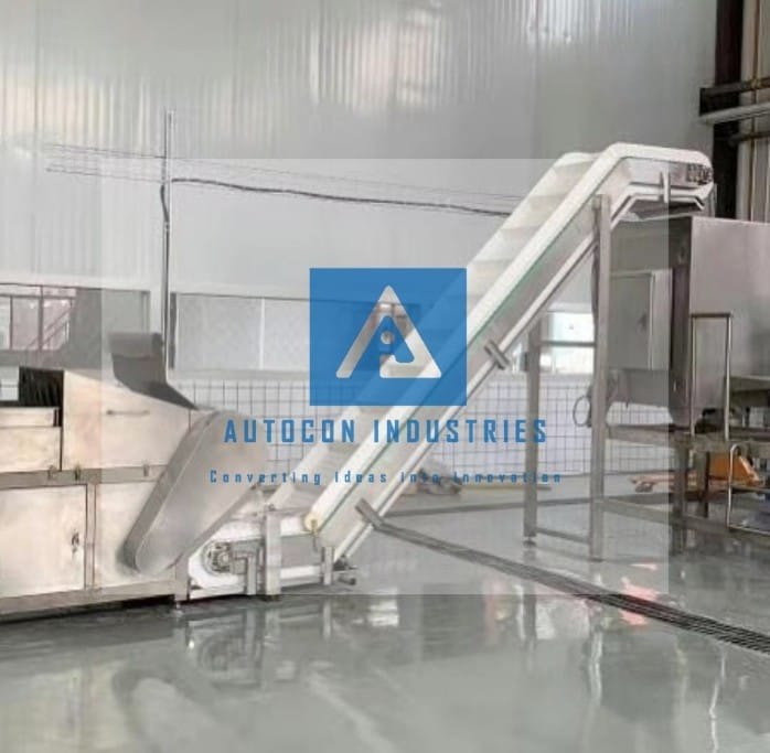 Stainless Steel Vertical Conveyors Food Processing Line Conveyor System, Capacity: 1-50 kg per feet