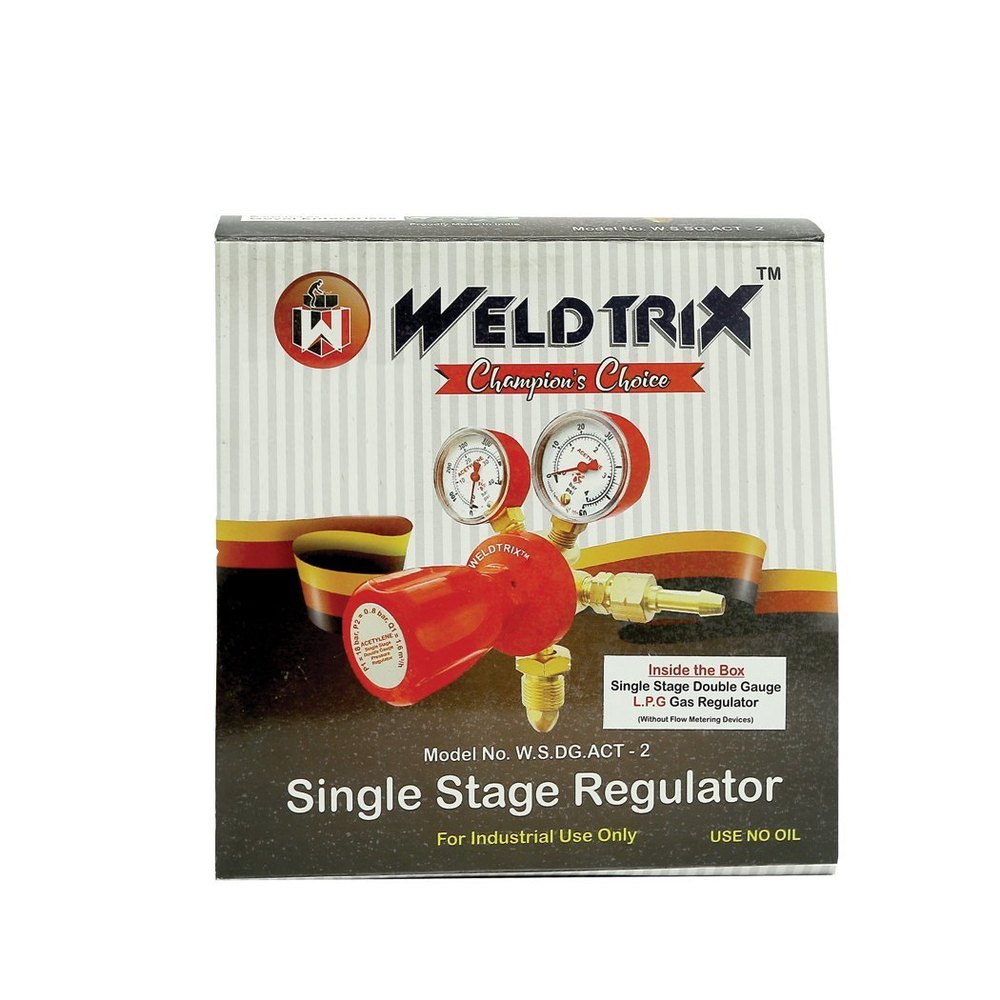 Weldtrix Brass Single Stage Double Meter LPG Regulator, For Industrial