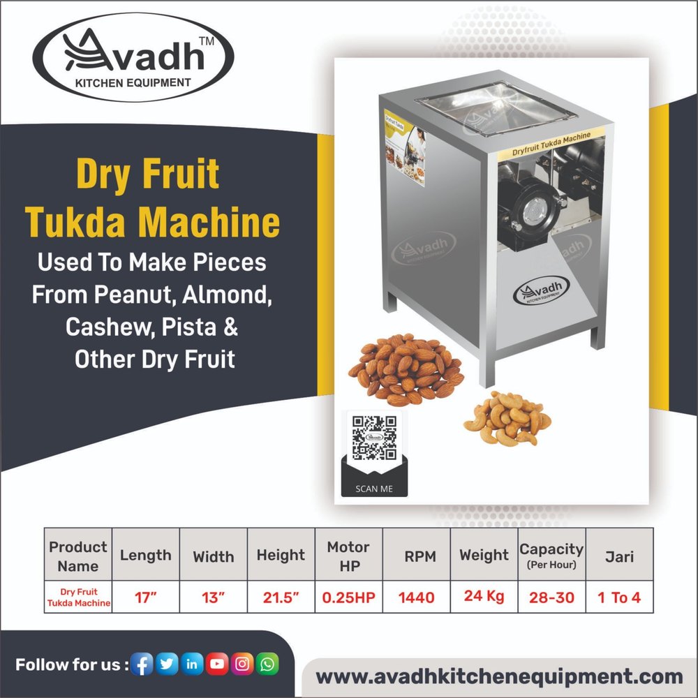Semi Automatic S.s Almond Tukda Cutter, Capacity: 18-20KG